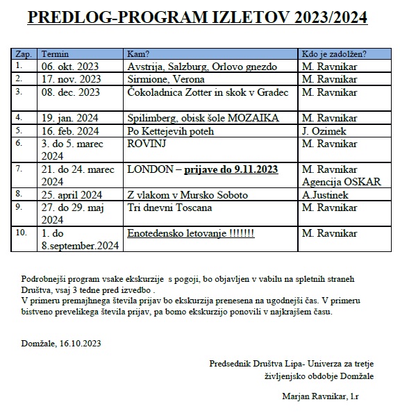 program izletov predlog