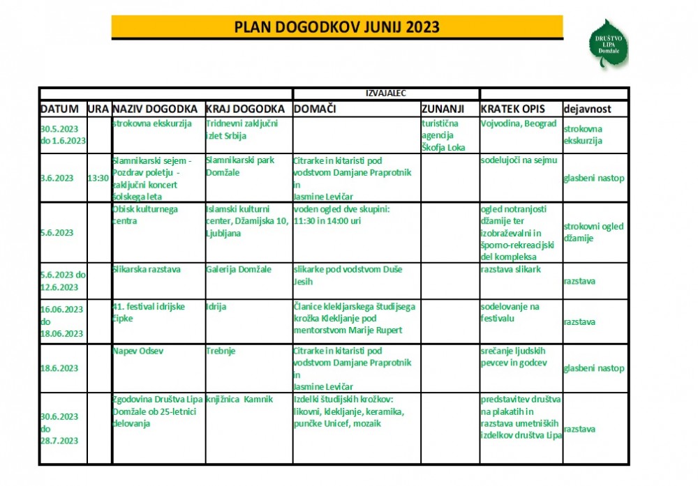 društvo lipa plan dogodkov junij 2023